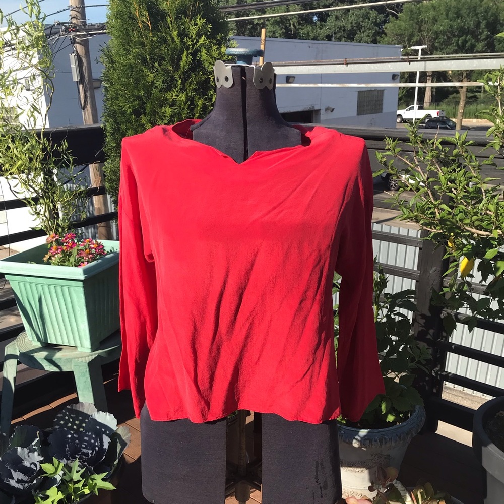 Beautiful pure silk vintage red shirt